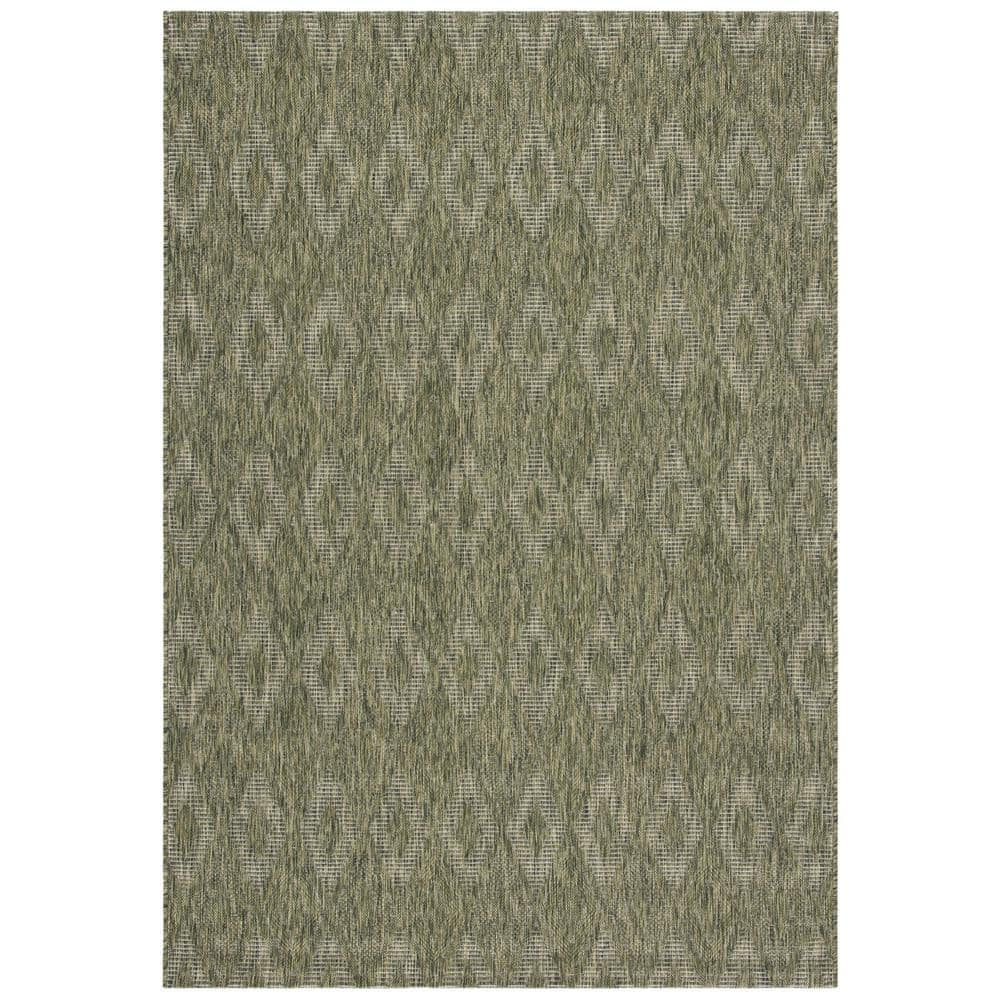 SAFAVIEH Courtyard Teodor Geometric Indoor/Outdoor Area Rug, Olive, 8' x 10'