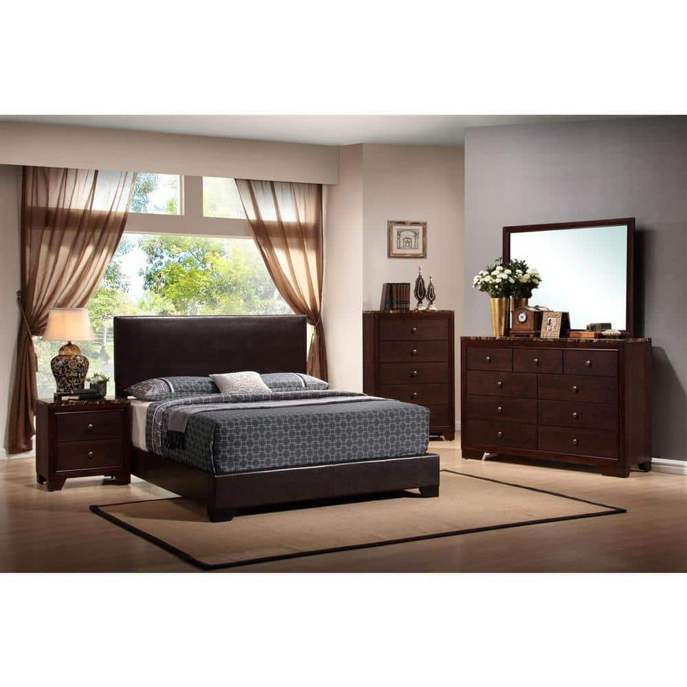 Conner Full Upholstered Panel Bed Dark Brown