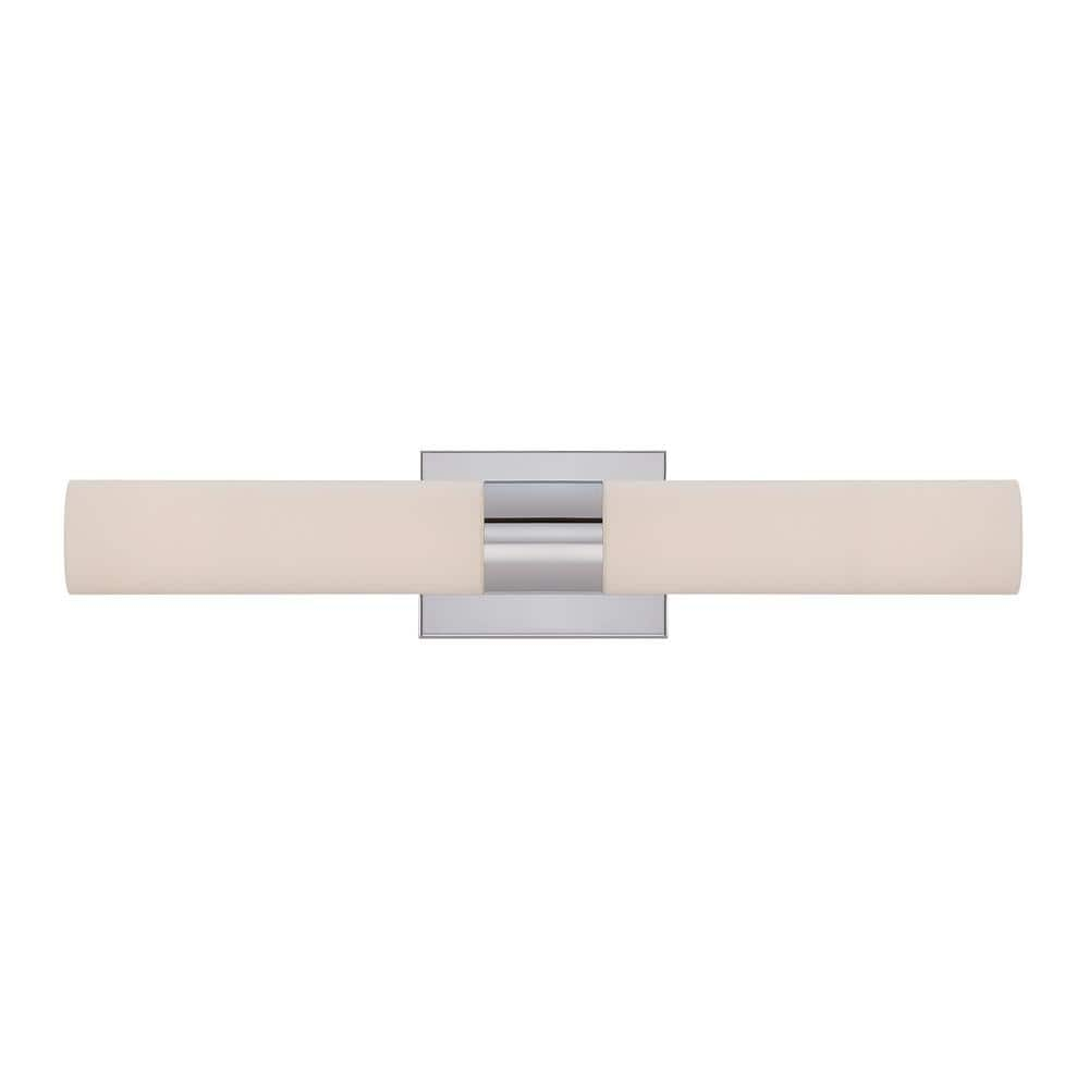 22-Inch Chrome LED Outdoor Wall Light with Opal Glass Shade