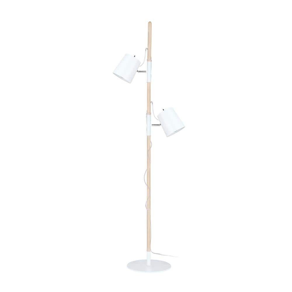 Aspen Creative 45018-11, Two-Light Adjustable Tree Floor Lamp, Modern Design in Matte White, 61-1/2" High