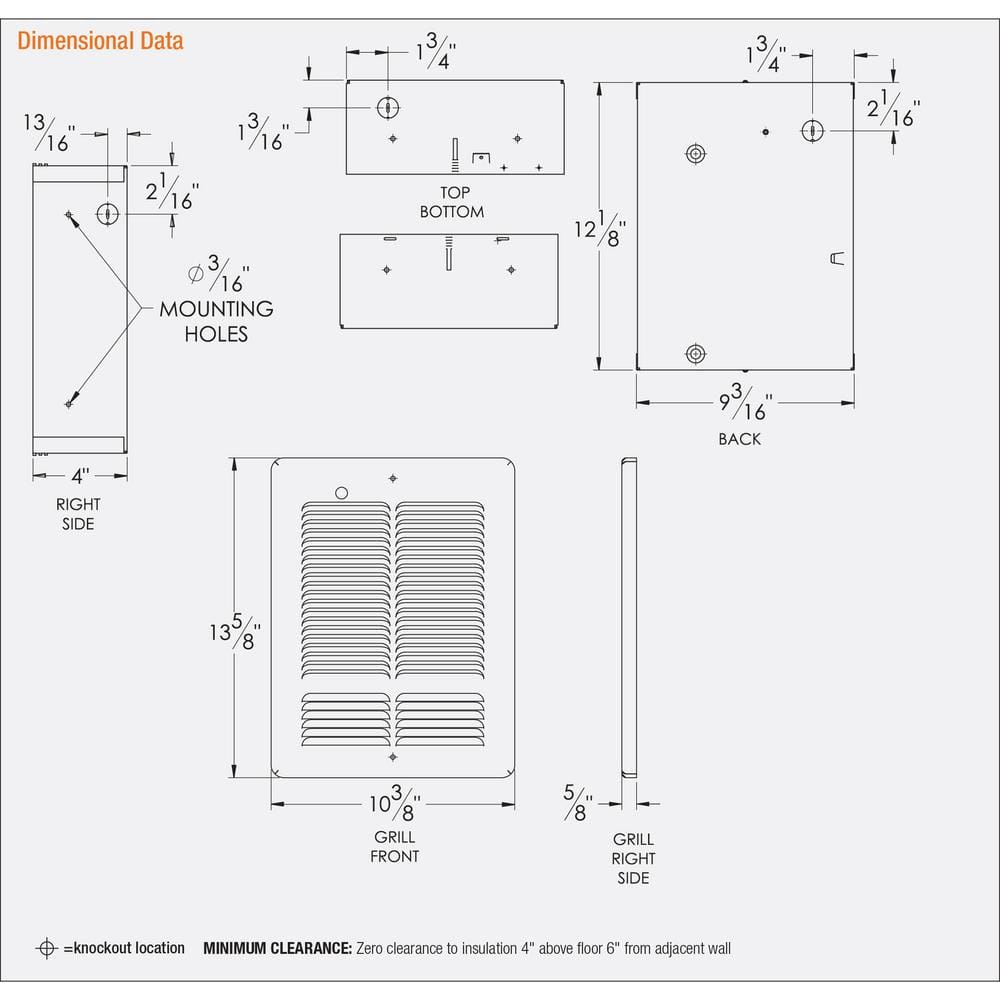 White Forced Air Wall Heater with Automatic Shut-off