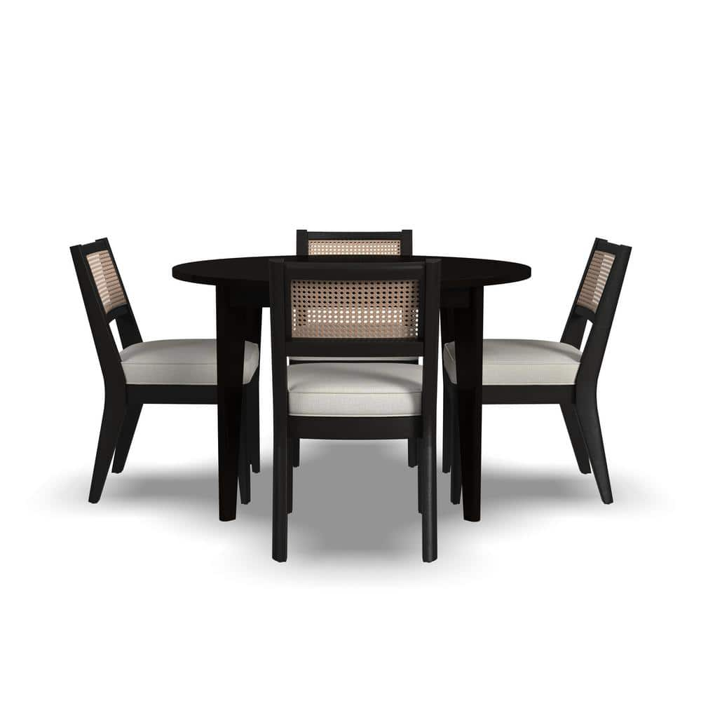 Homestyles Brentwood 5-Piece Mid-Century Wood Round Dining Set in Black