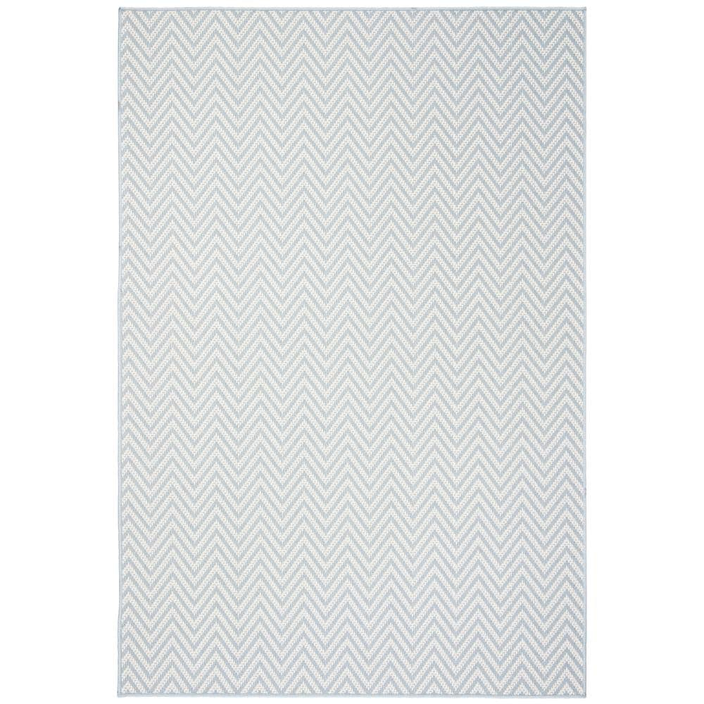 SAFAVIEH Bermuda Amina Geometric Chevron Indoor/Outdoor Area Rug Light Blue/Cream, 8' x 10'