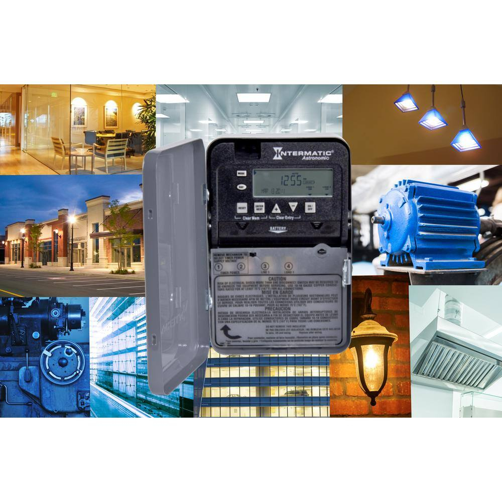 Intermatic ET8015C Astronomic 7-Day 1-Circuit Electronic Control, 120-277 VAC, SPST, Indoor Metal Enclosure