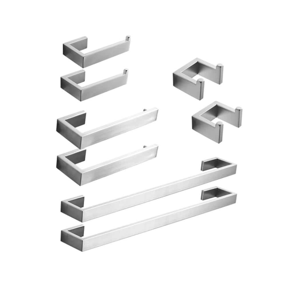 Fapully 8 Piece Bathroom Accessories Set Stainless Steel,Bathroom Hardware Set Brushed Nickel Wall Mounted