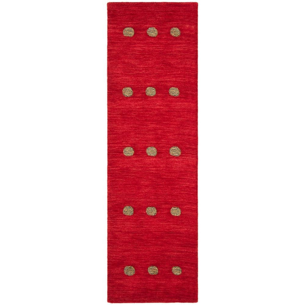 SAFAVIEH Himalaya Derbhile Solid Wool Runner Rug, Red, 2'3" x 8'