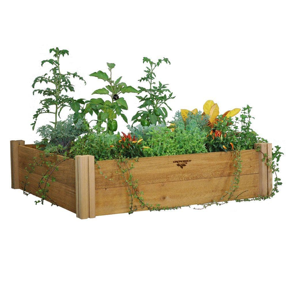 Gronomics Red Cedar Modular Raised Garden Bed 48 x 48 x 13 Inches, Unfinished