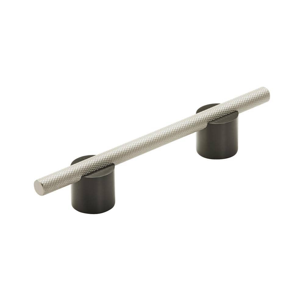 Transcendent 3-3/4 in. (96mm) Modern Matte Black/Silver Champagne Bar Cabinet Pull