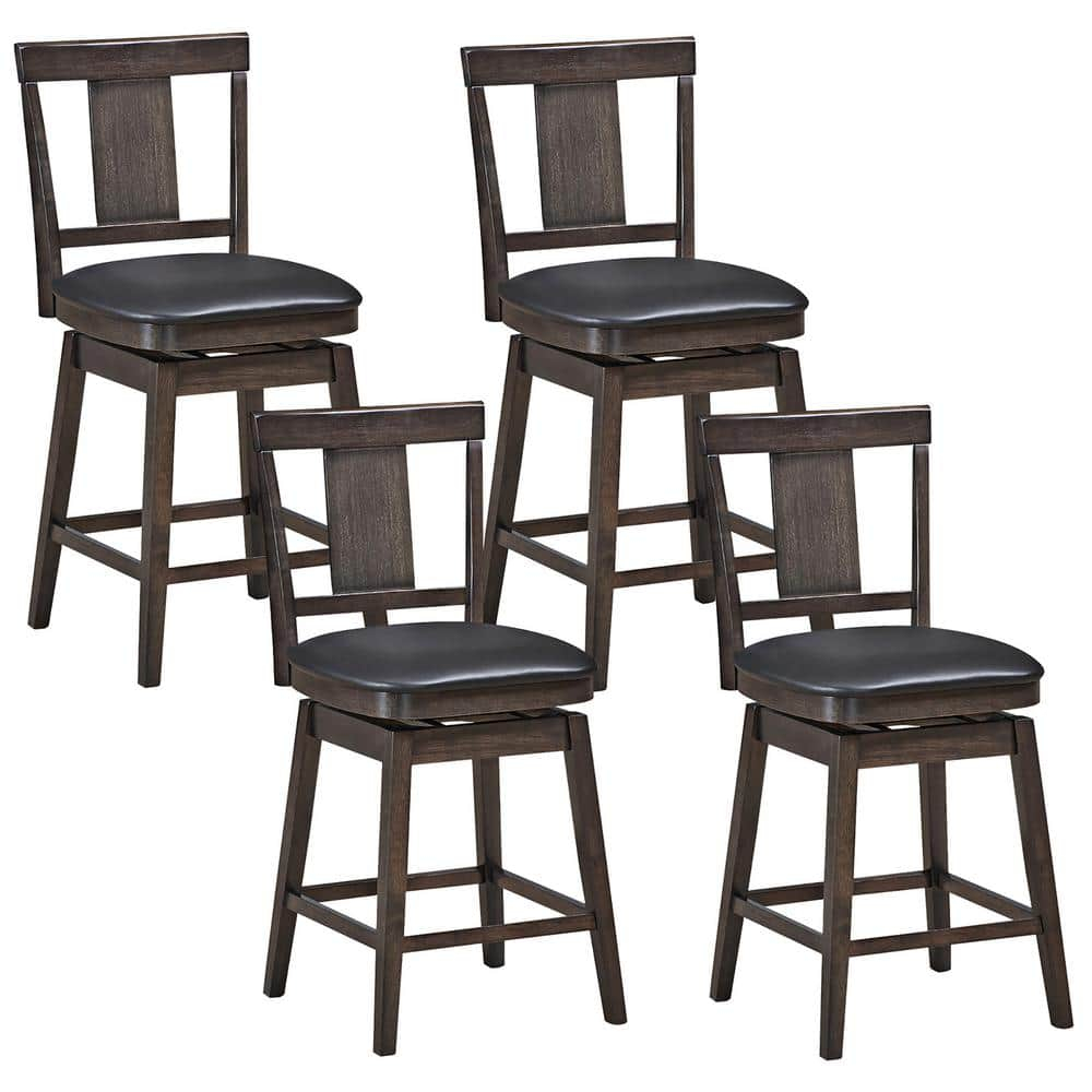 1PC\2PCS\3PCS\4PCS Swivel Bar Stool 24 inch Upholstered Counter Height Bar Chair W/Rubber Wood Legs