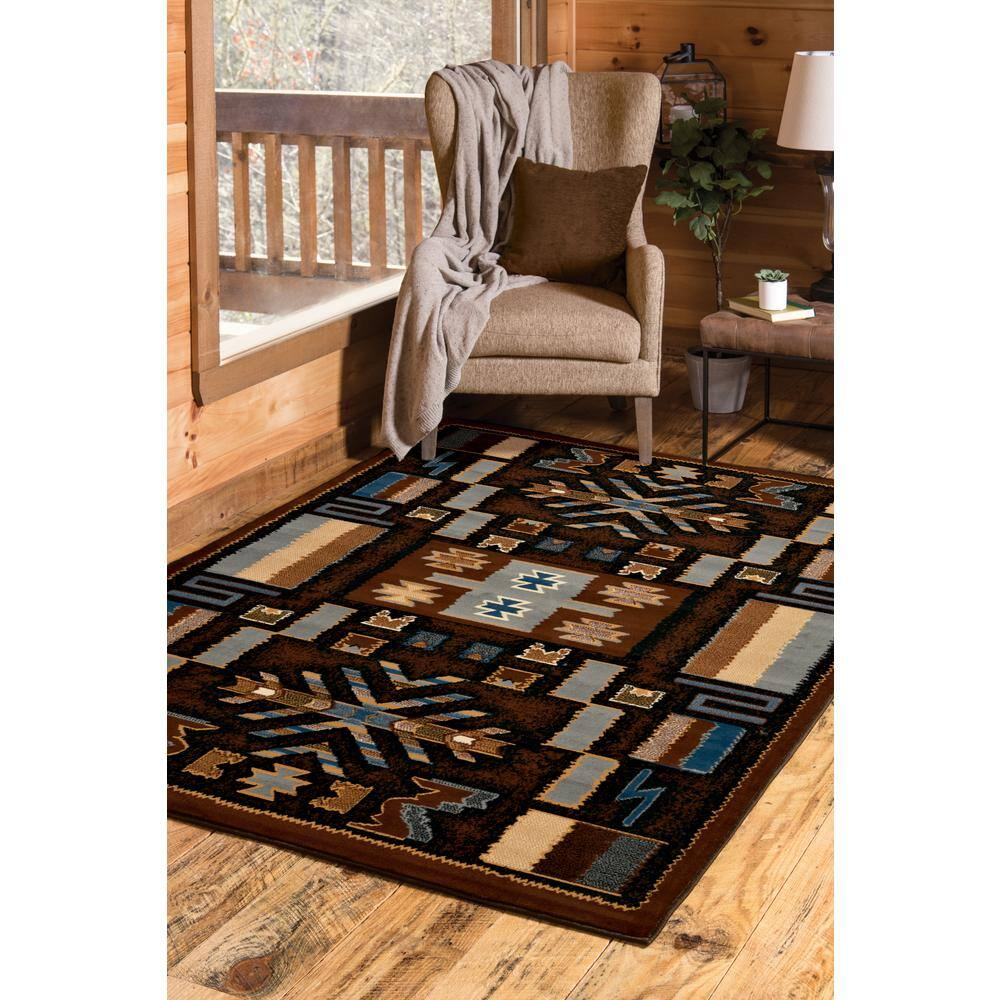 United Weavers Brunswick Naja Southwestern Geometric Runner Rug, Brown, 1'11" x 7'4"