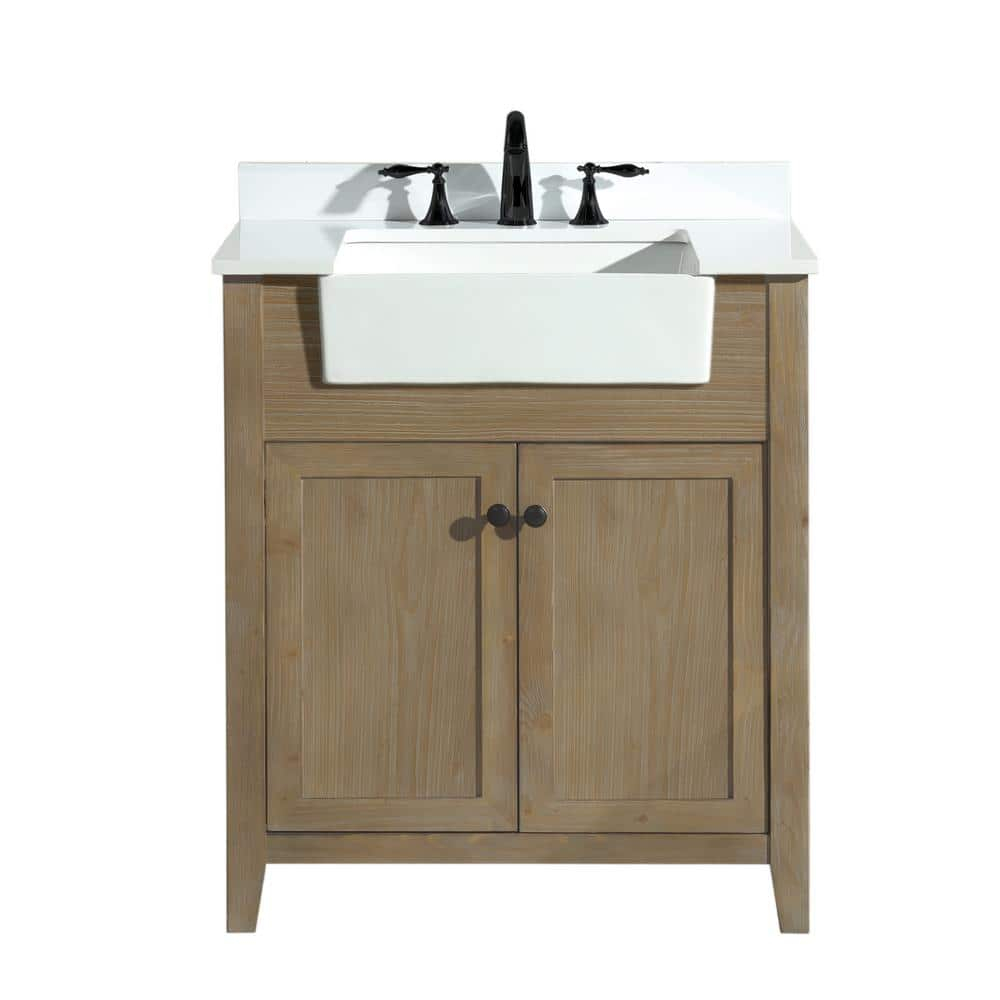 Sally 30" Bathroom Vanity Weathered Fir Finish - White Engineered Countertop