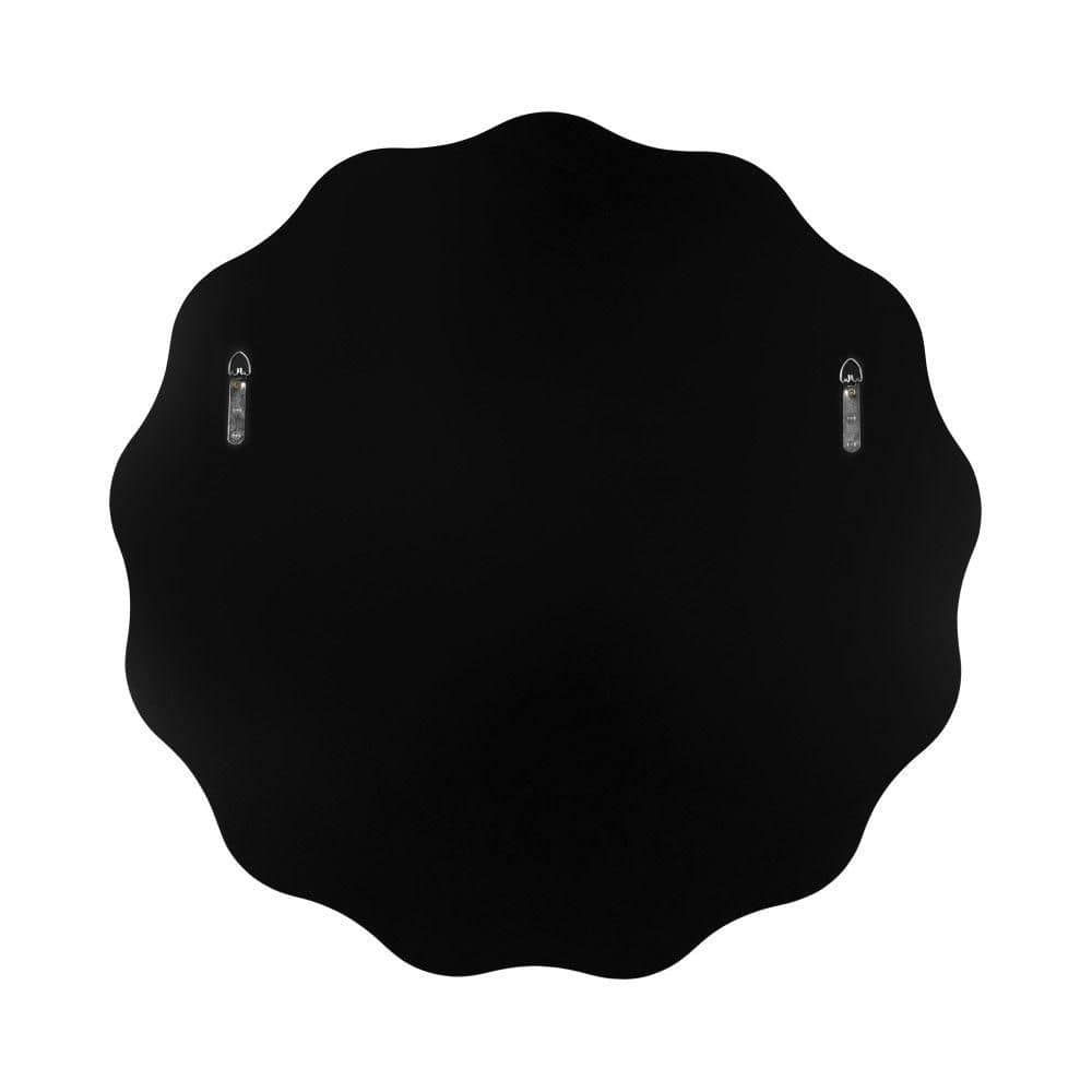 Kate and Laurel Viona Modern Scalloped Round Mirror, 32 Inch Diameter, Bronze, Decorative Circle Bathroom Mirror for Over Sink with Unique Rippled Edge for Wavy Wall Decor Accent