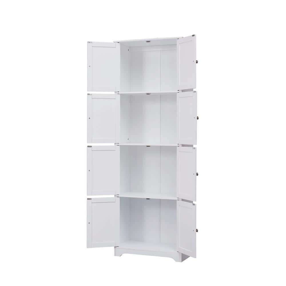 InRoom Furniture KT101-WH 8-Door Cabinet, White