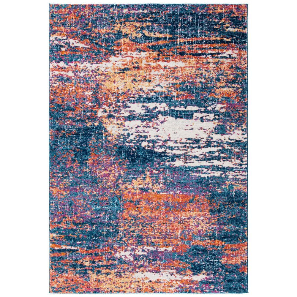SAFAVIEH Evoke Frosina Abstract Area Rug, Navy/Orange, 4' x 6'