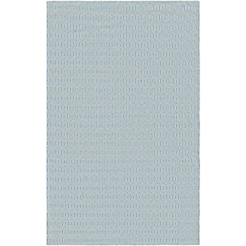 Hand-Woven Denim Blue Rectangular Outdoor Rug, 3' x 5', PET Polyester