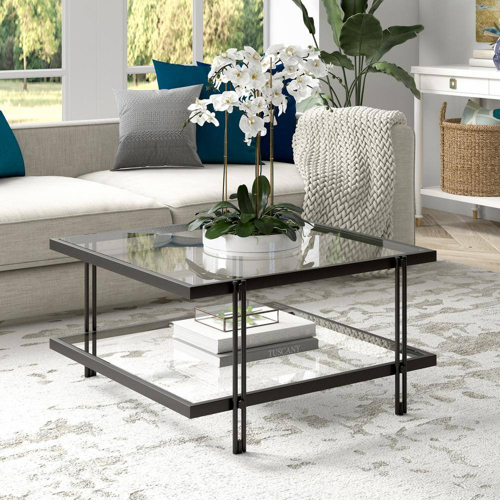Evelyn&Zoe Inez 32" Wide Square Coffee Table in Blackened Bronze