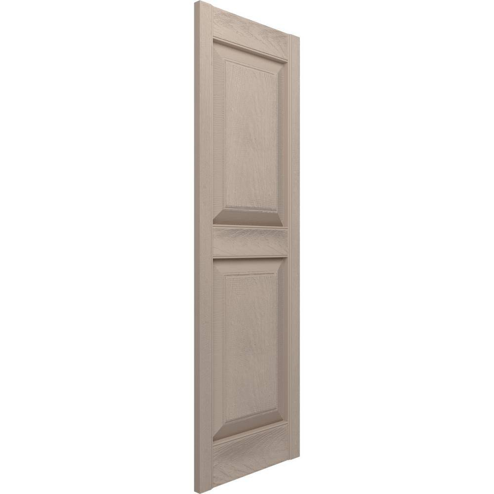 12 in. x 39 in. Raised Panel Vinyl Exterior Shutters Pair in Wicker