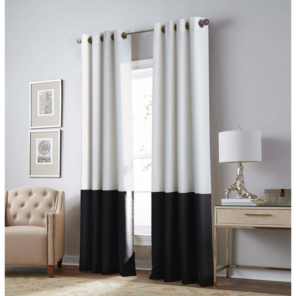 Curtainworks Kendall Indoor Polyester Room Darkening Grommet Curtain, Single Panel , White , 52"x63"