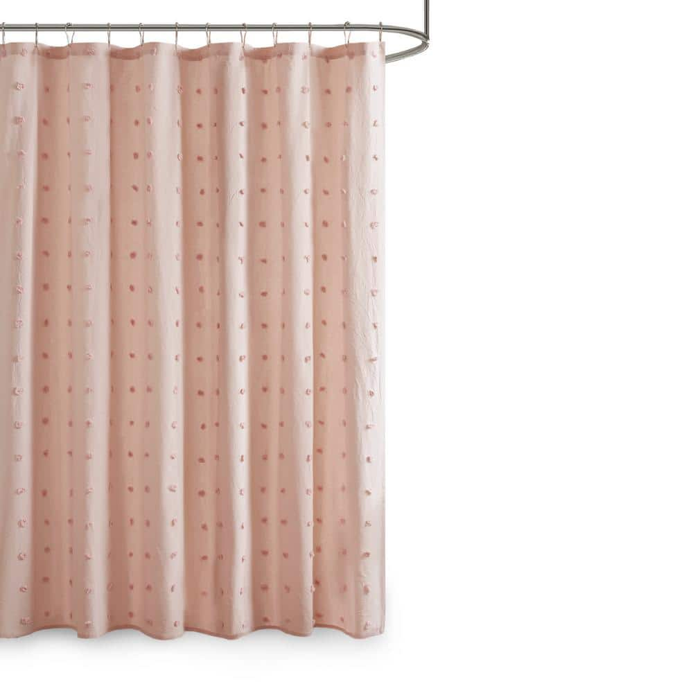 Home Essence Apartment Kay Cotton Yarn Dyed Jacquard Pom Pom Shower Curtain