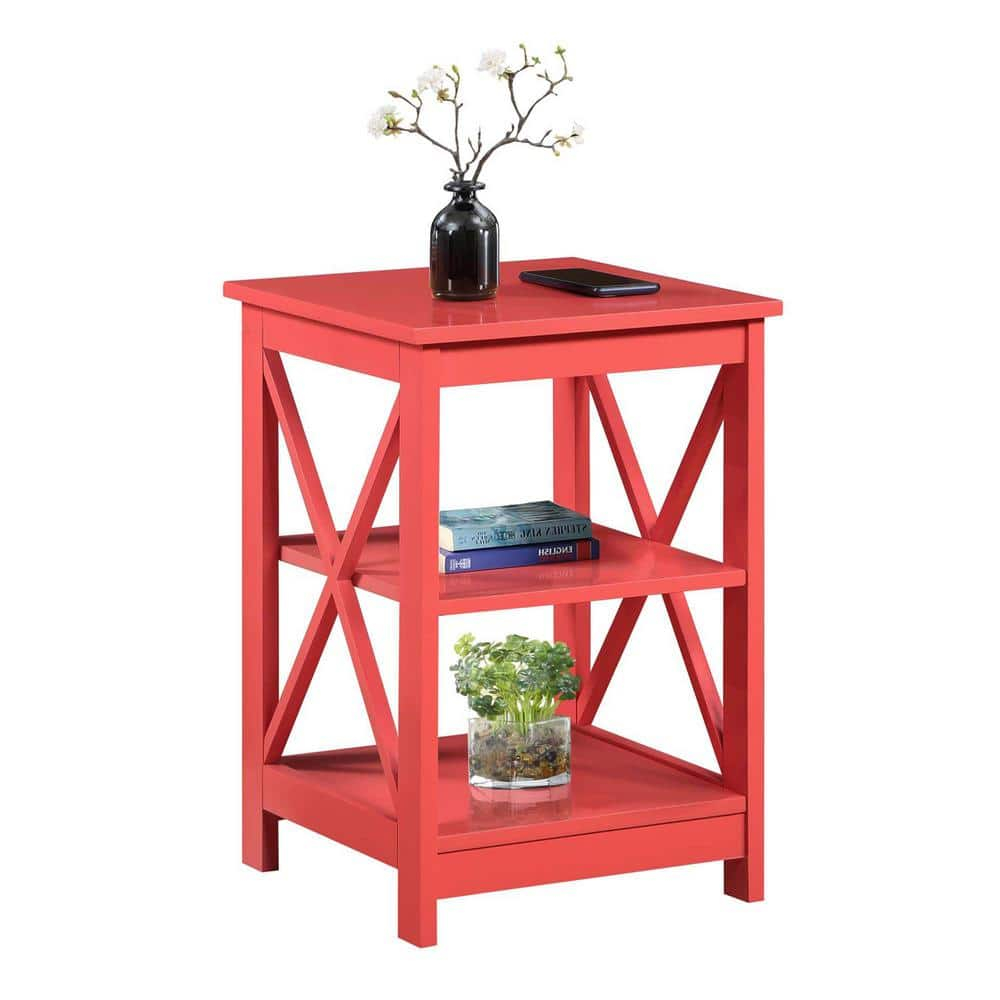 Convenience Concepts Oxford End Table with Shelves, Coral