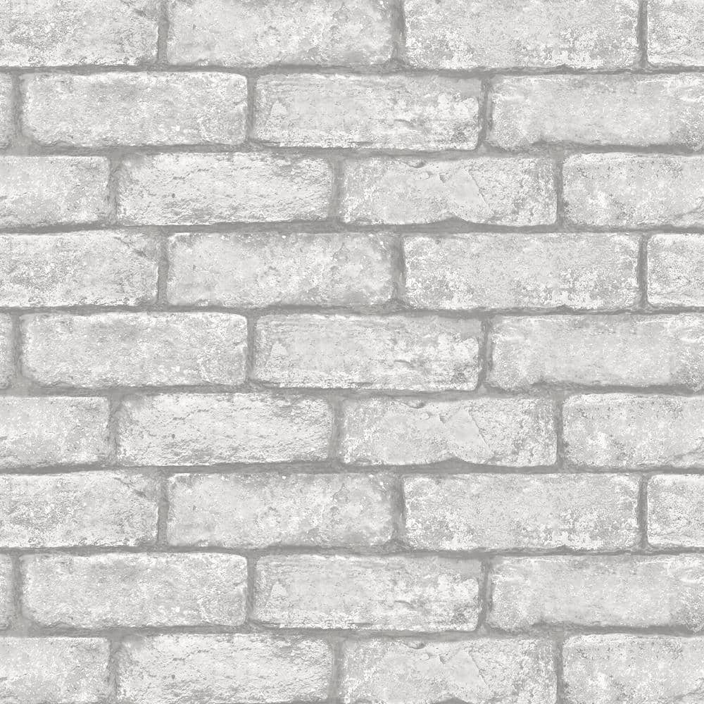 20.5 in. x 16.5 ft. Cambridge Brick Grey Peel & Stick Wallpaper