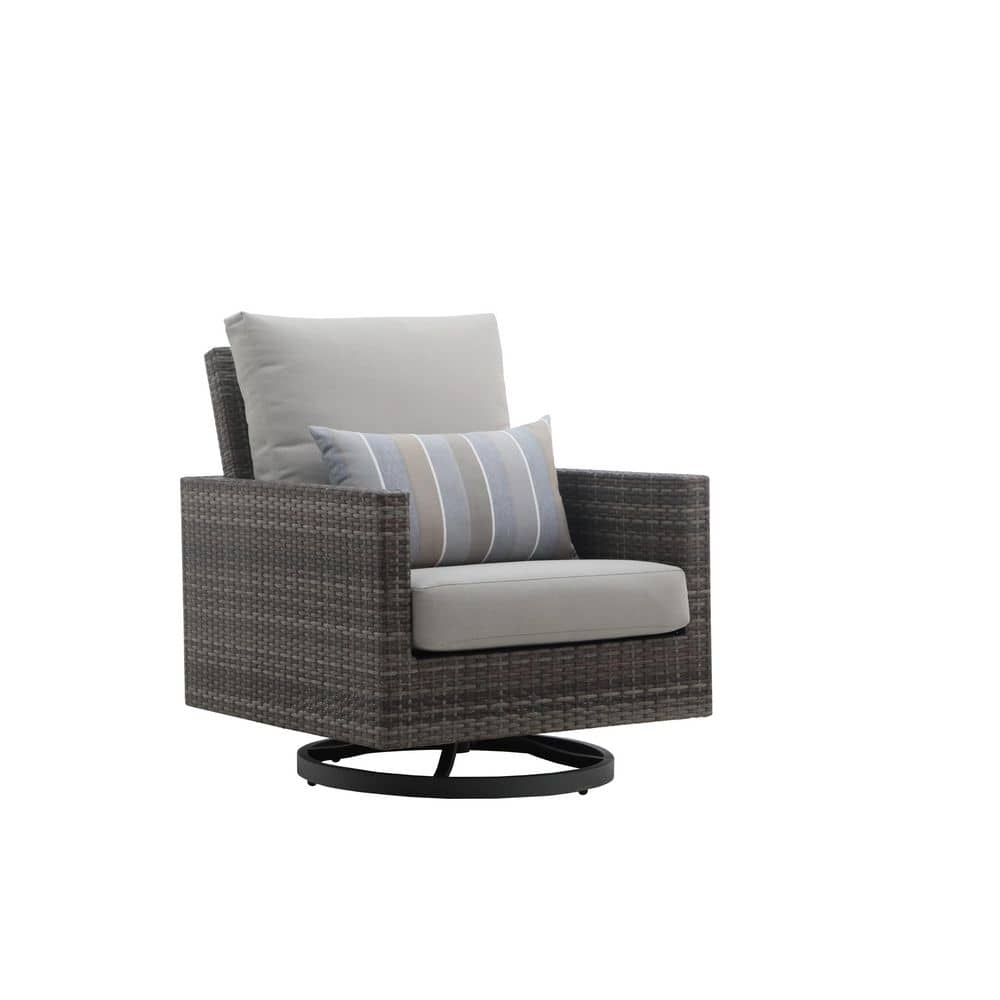 New Classic Furniture Bungalow 2pcs Metal/Wicker Patio Swivel Club Chair in Gray