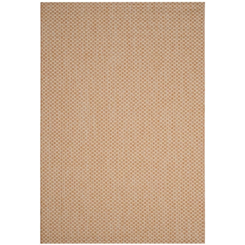SAFAVIEH Courtyard Blair Checkered Indoor/Outdoor Area Rug, Natural/Cream, 4' x 5'7"