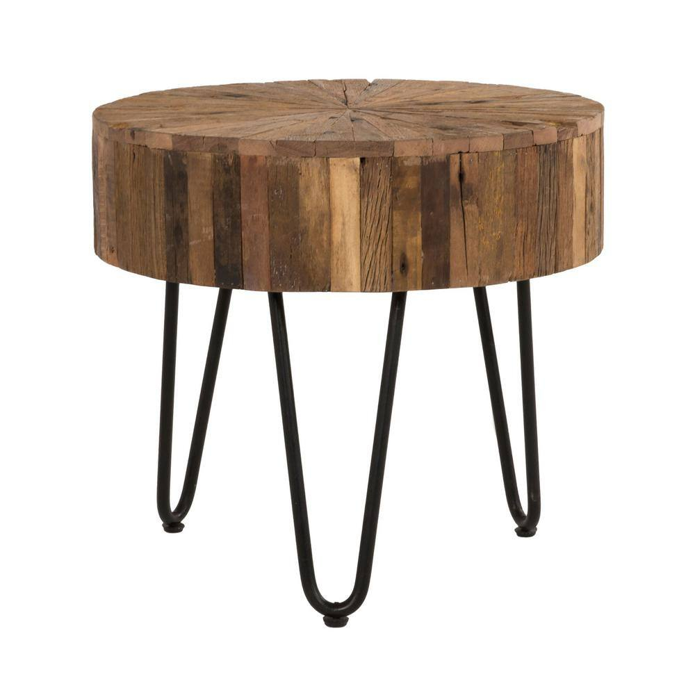 Primo International Tranquil 22 in. Round Reclaimed Wood End Table