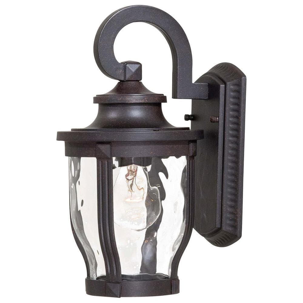 Minka Lavery Rustic Outdoor Wall Light Fixture Corona Bronze 12 1/4" Clear Hammered Glass for Post Exterior Deck Porch Yard Patio