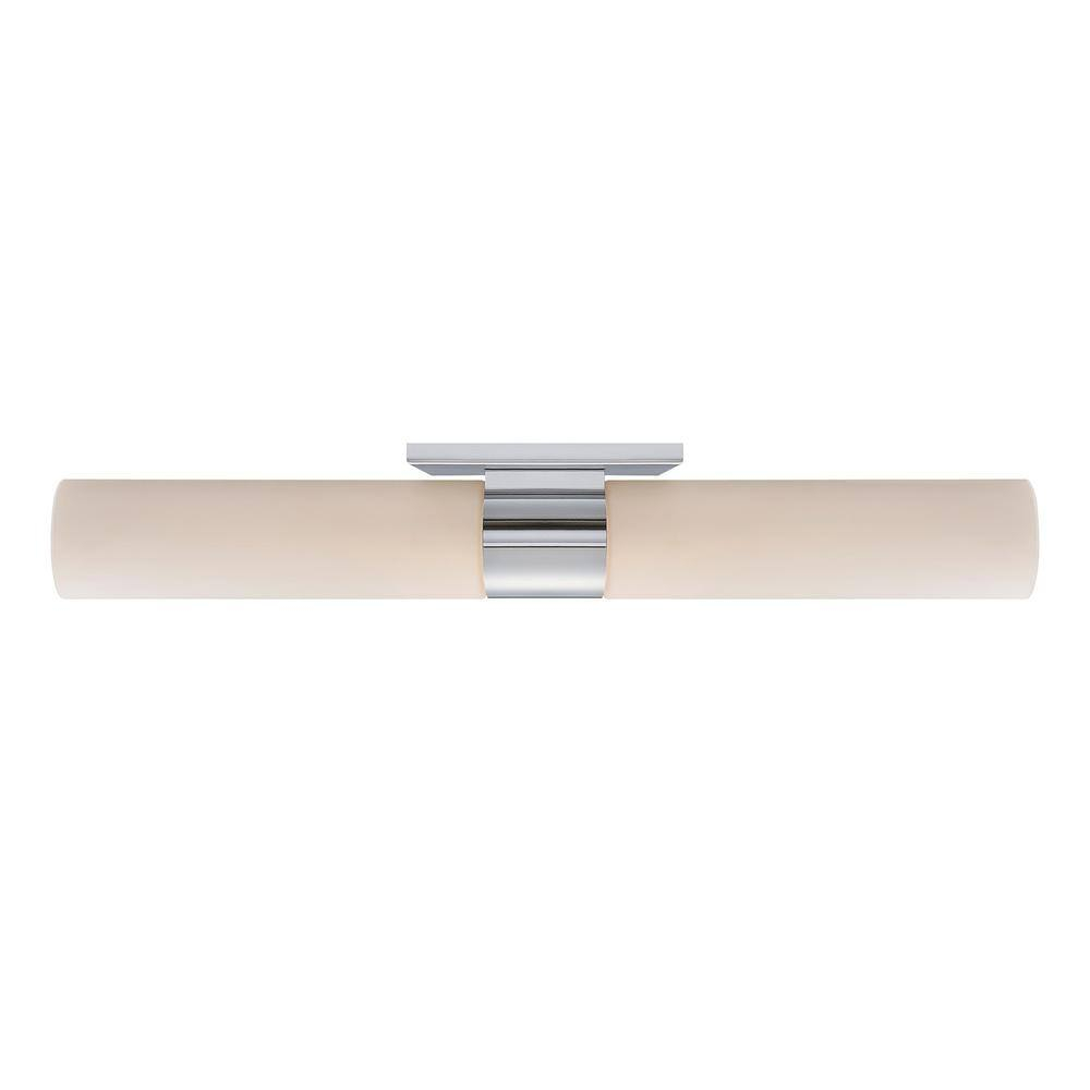 22-Inch Chrome LED Outdoor Wall Light with Opal Glass Shade