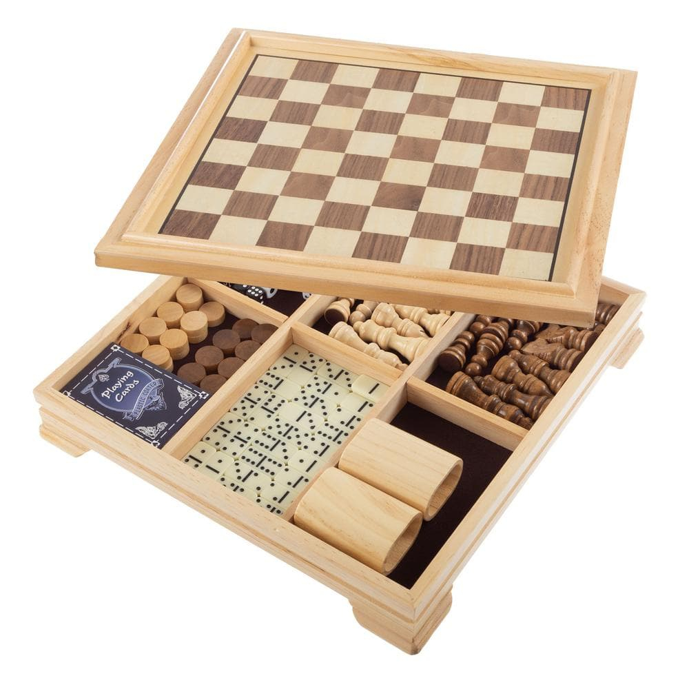 Trademark Games 7-in-1 Board Games Set - Chess, Backgammon, Dice, and More