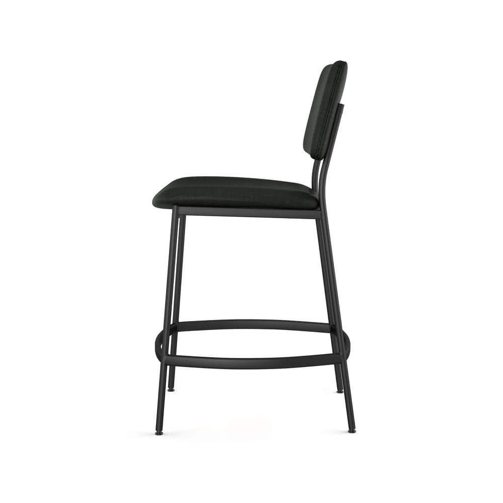 Amisco Sullivan 26 In. Counter Stool - Black Polyester / Black Metal