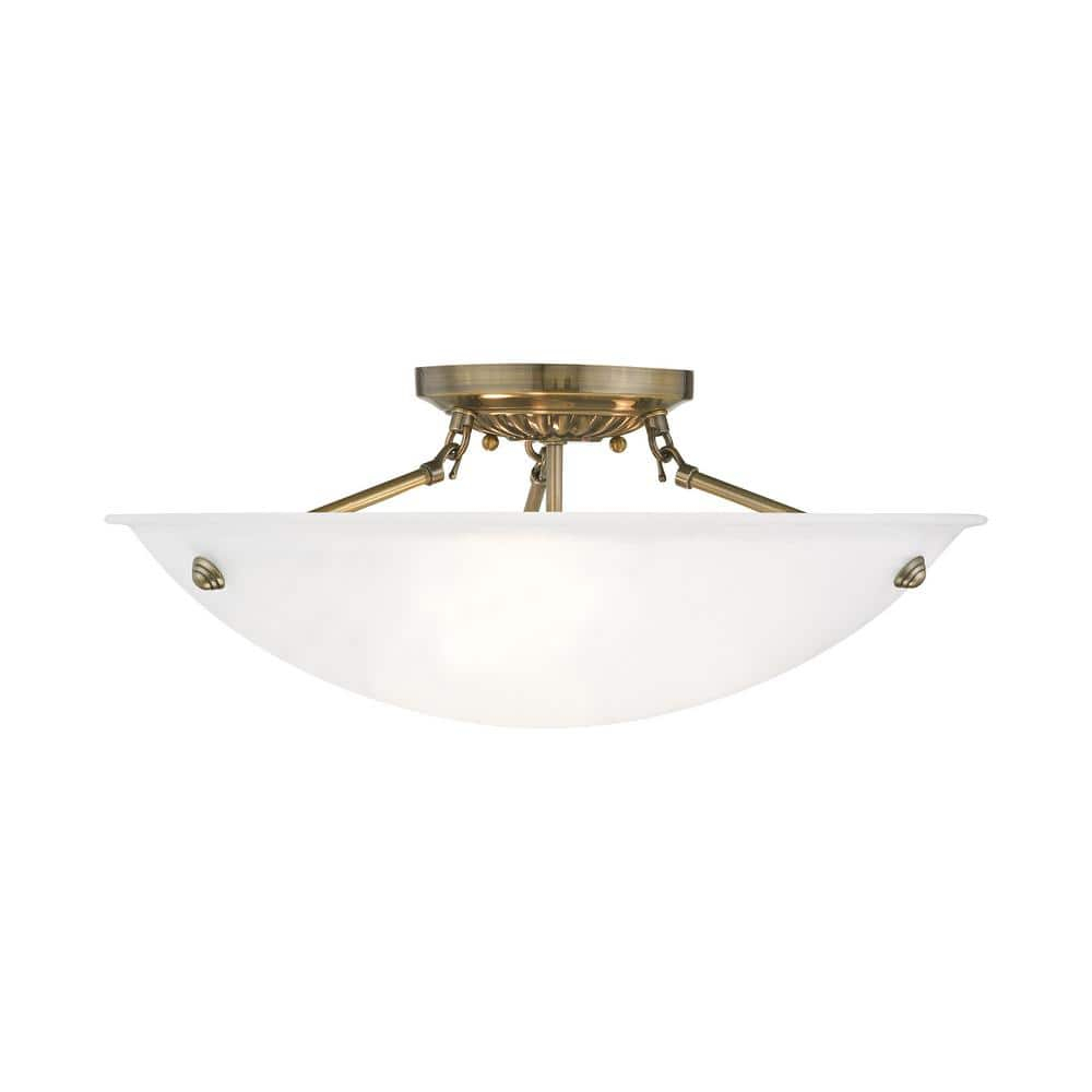 Livex Lighting Oasis 3 - Light Flush Mount in  Antique Brass