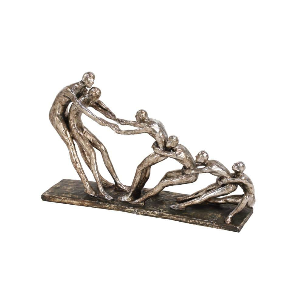 13" x 8" Silver Polystone People Sculpture, by DecMode