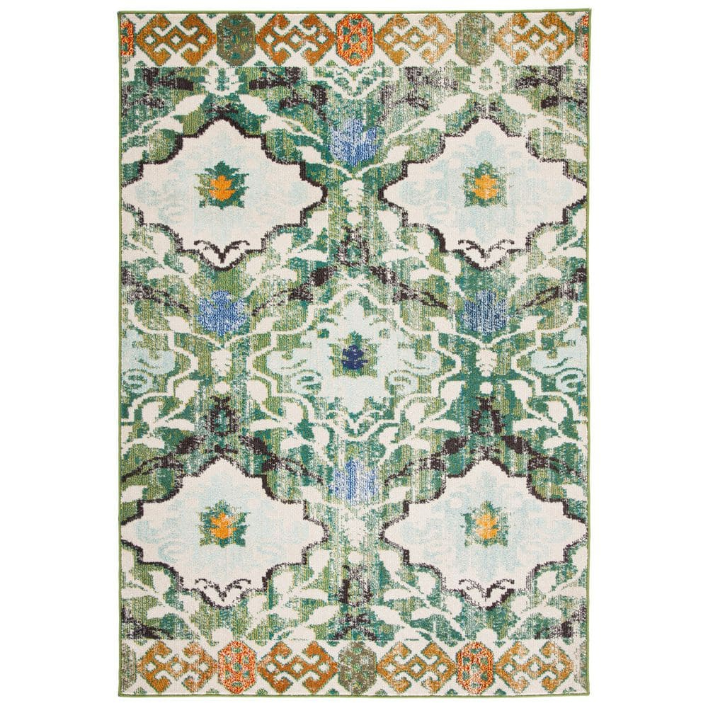 SAFAVIEH Madison Connell Geometric Area Rug, Green/Ivory, 9' x 12'