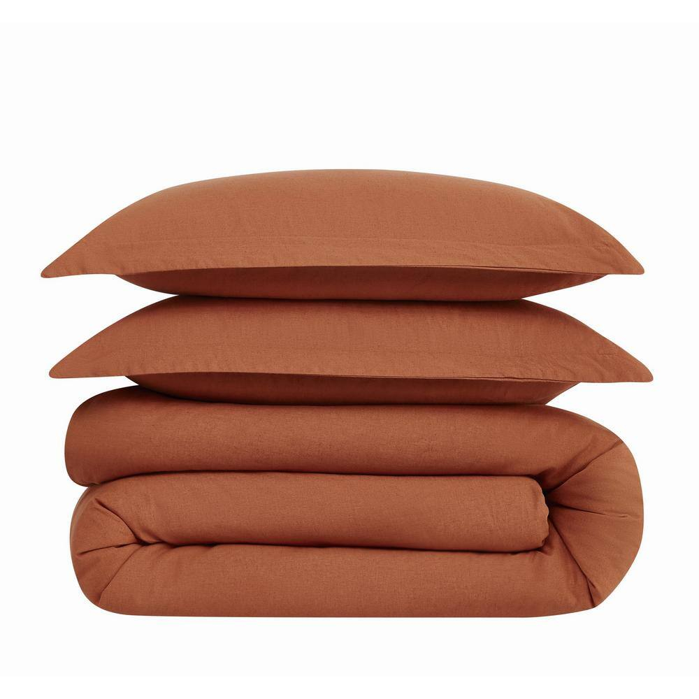 Flax Linen Rust Full/Queen Duvet Set