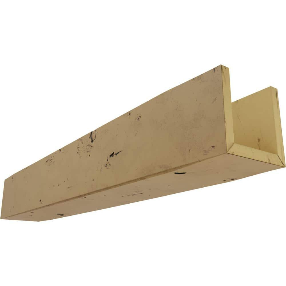 12"W x 6"H x 10'L 3-Sided (U-beam) Knotty Pine Endurathane Faux Wood Ceiling Beam, Natural Golden Oak