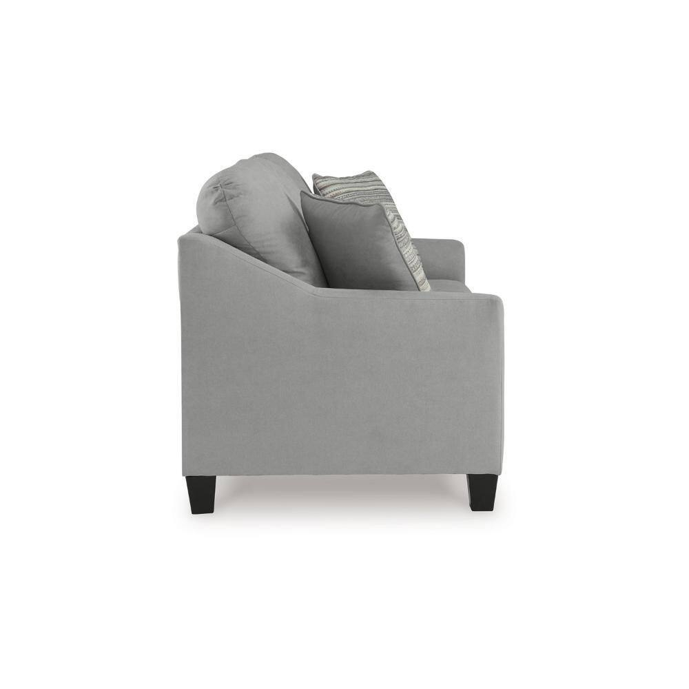 Gray Velvet Track Arm Sofa with Accent Pillows