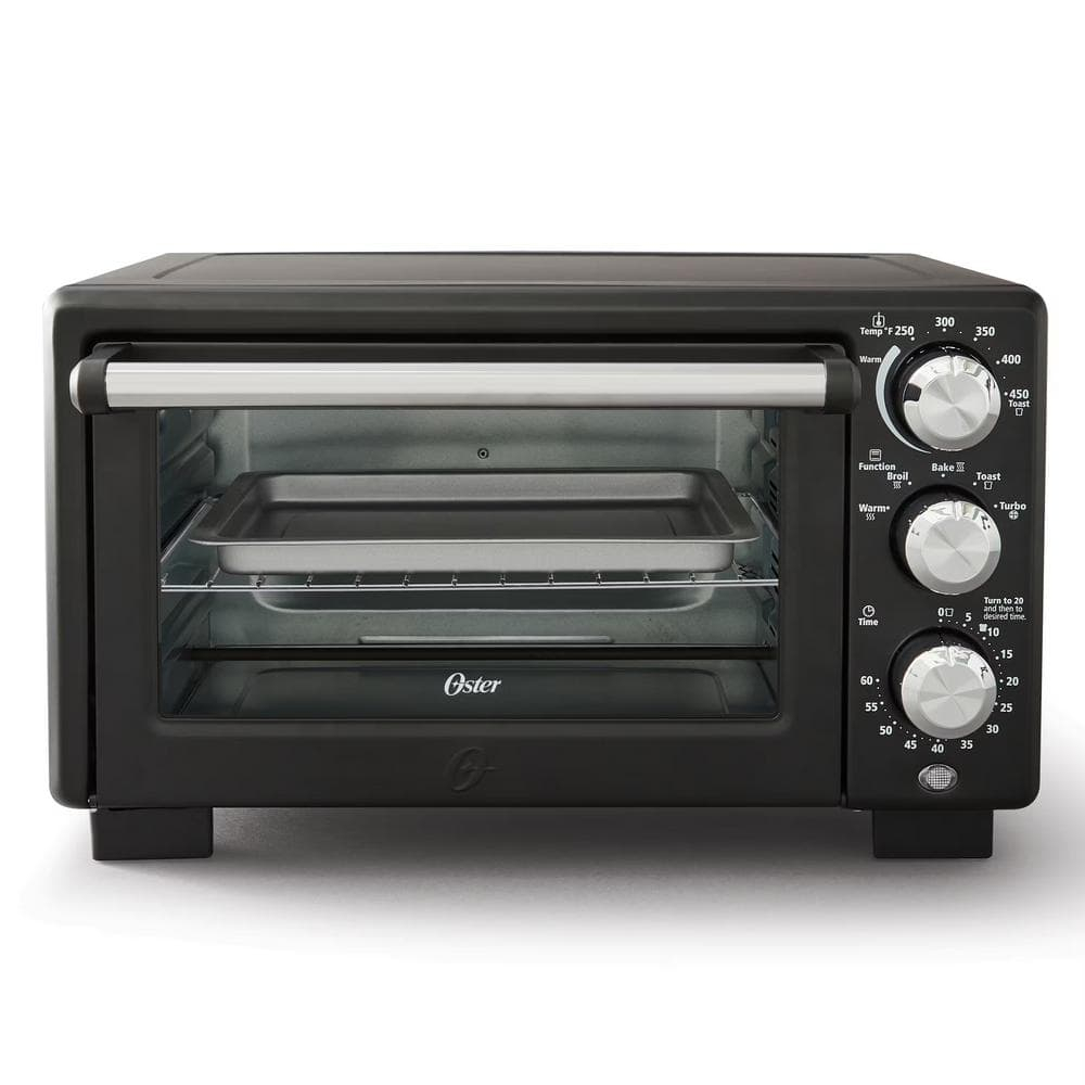 Matte Black and Silver 4-Slice Convection Toaster Oven