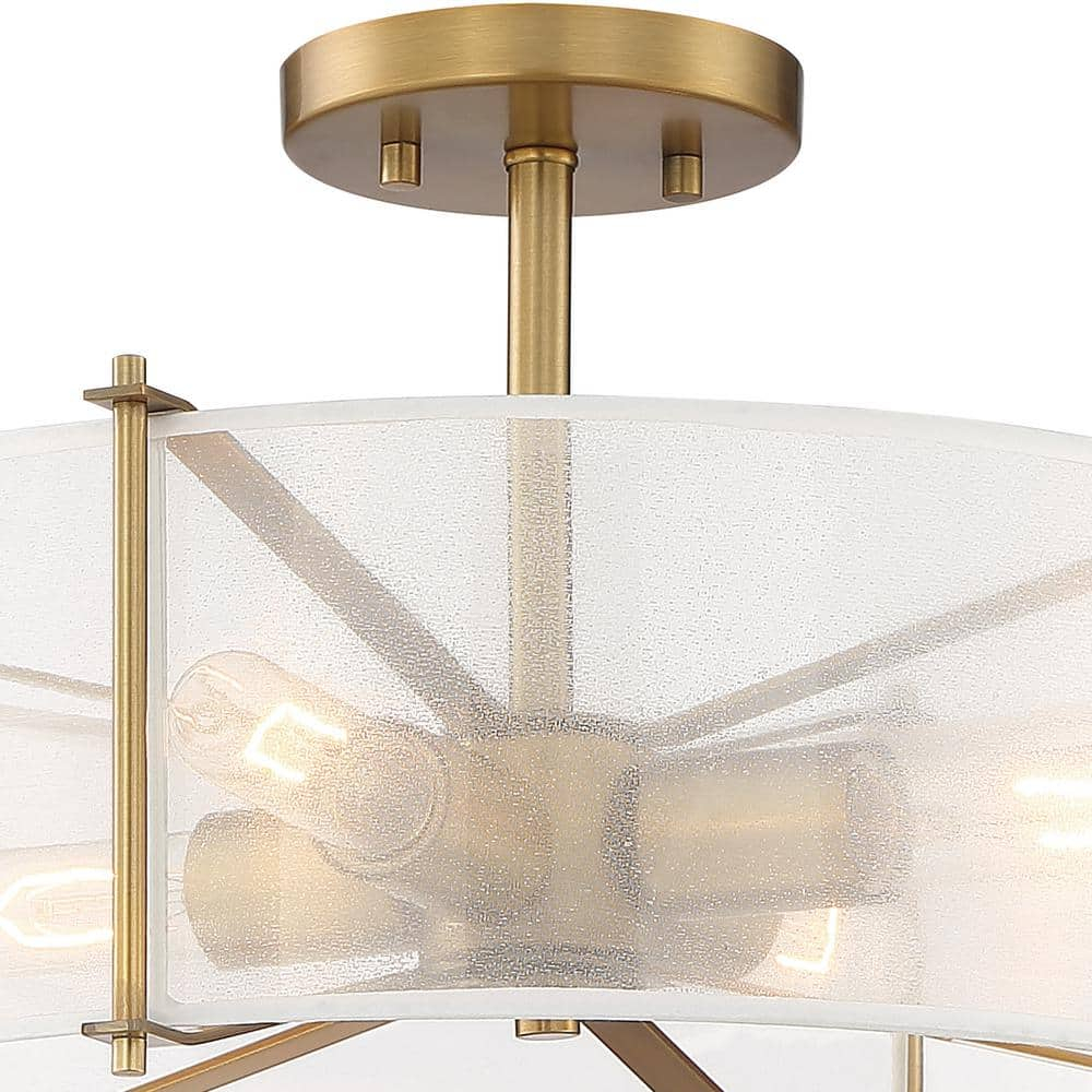 Daybreak 17.75'' Brass Drum Semi-Flush Mount with Organza Shade