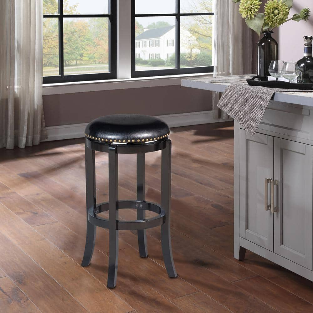 Boraam Cordova 24in. Backless Swivel Wood Counter Stool, Black Finish