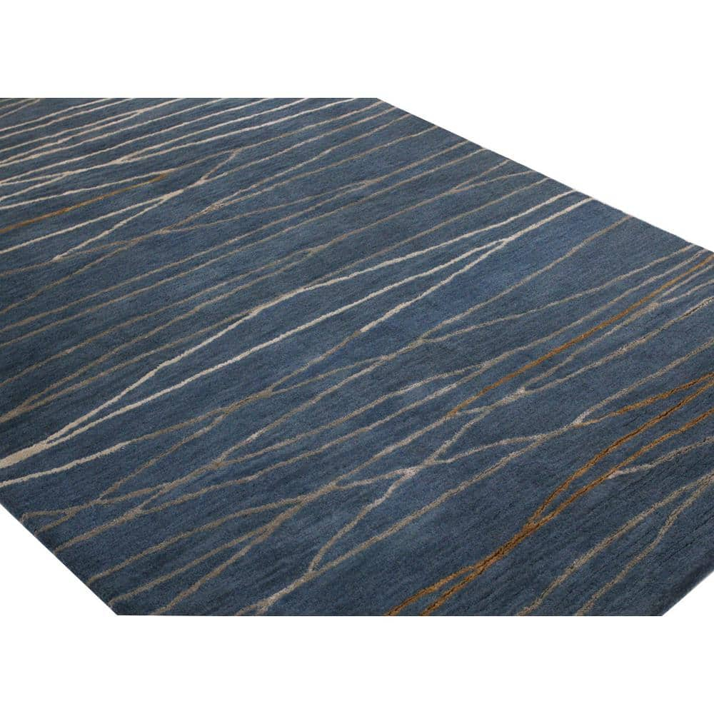 Azure Elegance Hand-Tufted Wool-Viscose Blend 9' x 12' Area Rug