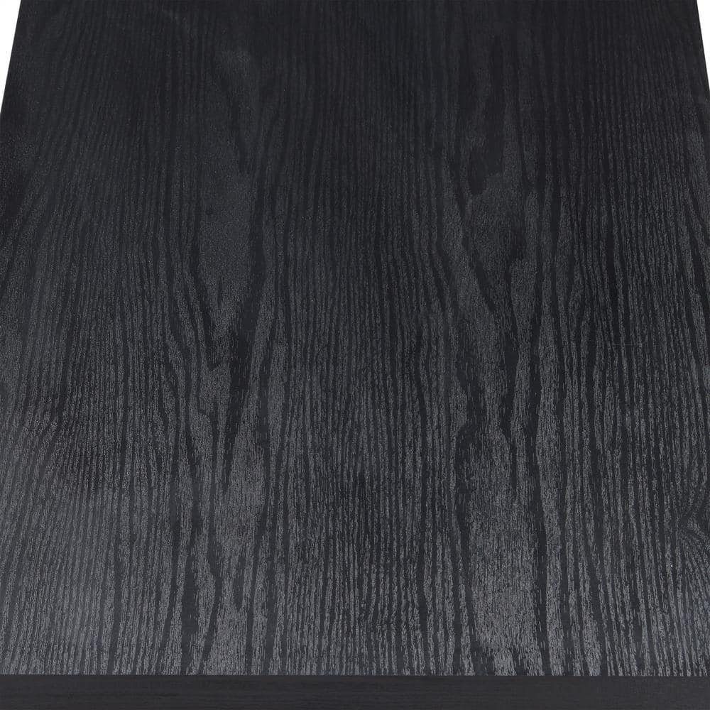 Metal Framed Wooden TV Stand Straight with Two Drawers and Open Shelf Black and Brown - Saltoro Sherpi