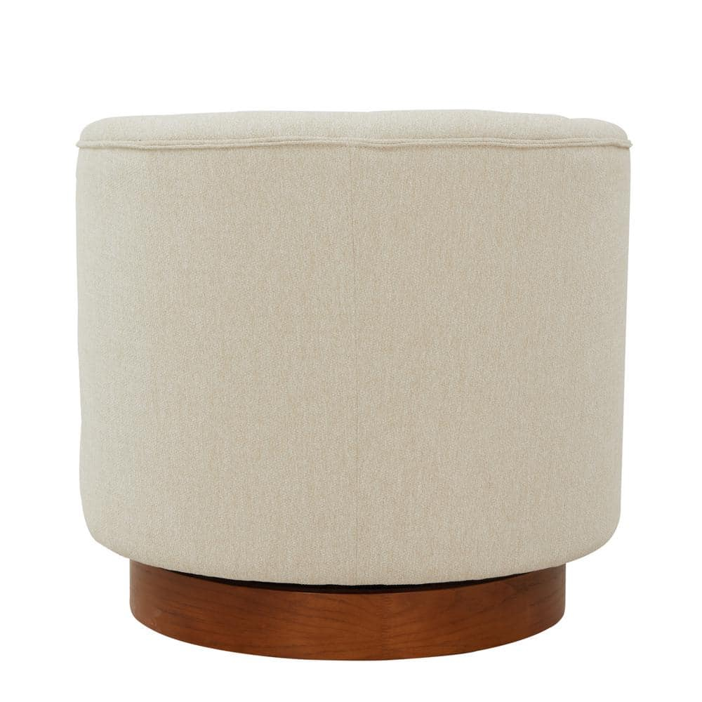 Comfort Pointe Muriel Beige Fabric Wood Base Swivel Accent Chair
