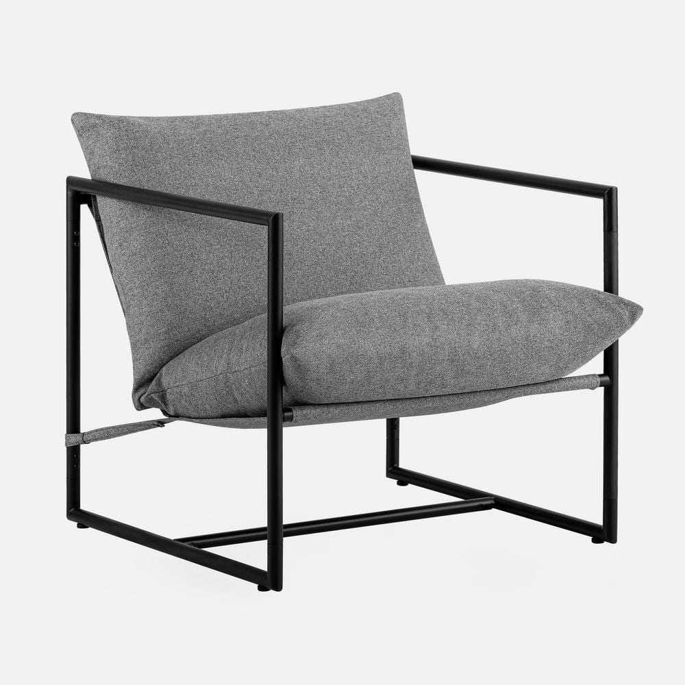 Zinus Aidan Metal Framed Sling Indoor Accent Chair, Light Grey