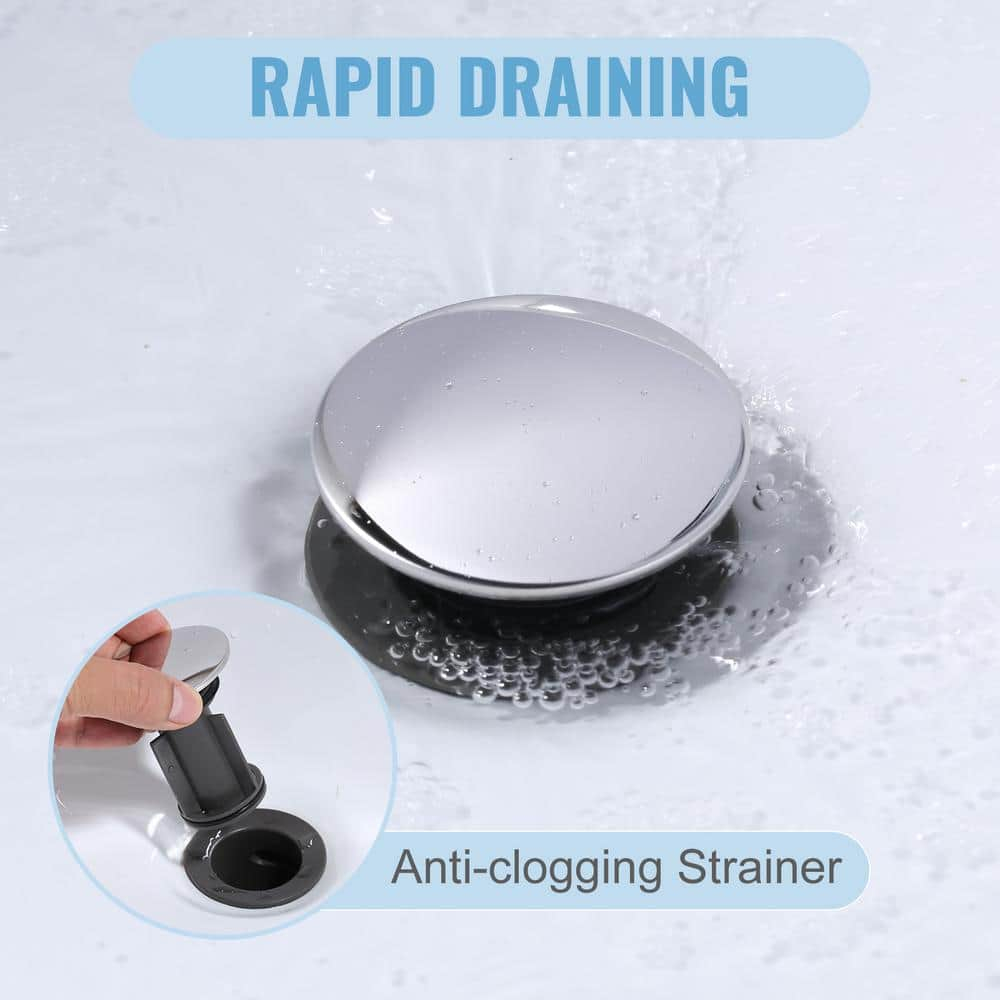 Bathroom Sink Drain Without Overflow, ARCORA Chrome Pop Up Drain for Vessel Sink Clicker Drain Stopper