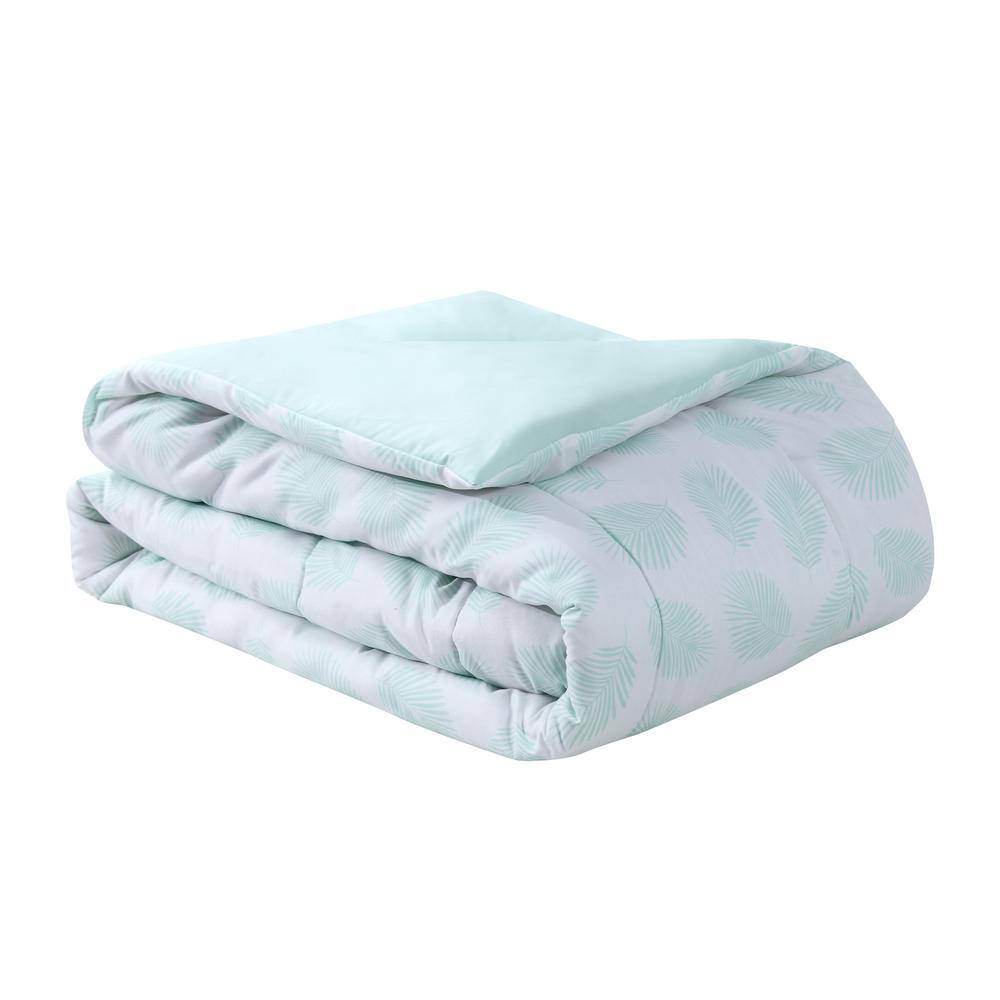 Let's Flamingo Embroidered Mint 7-Piece Comforter Set Full