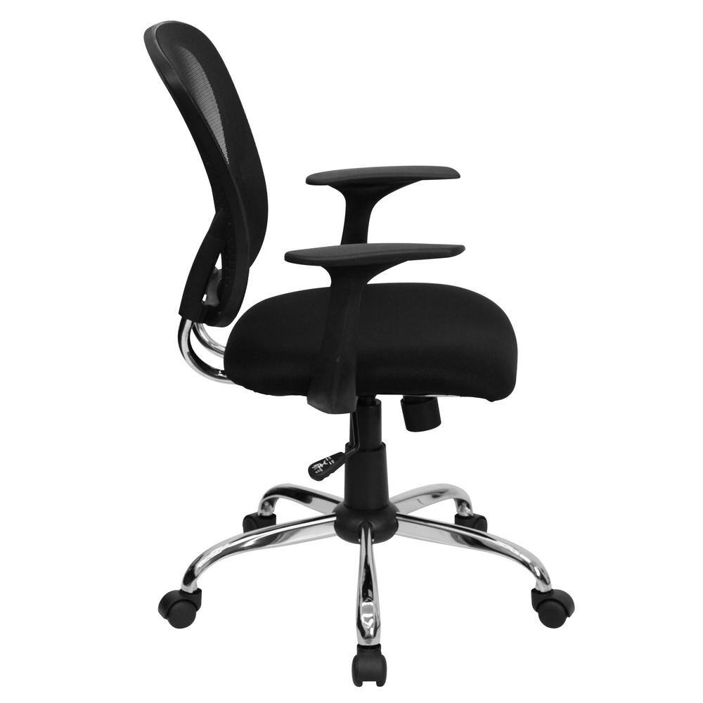 Flash Furniture Mid-Back Black Mesh Swivel Task Office Chair with Chrome Base and Arms