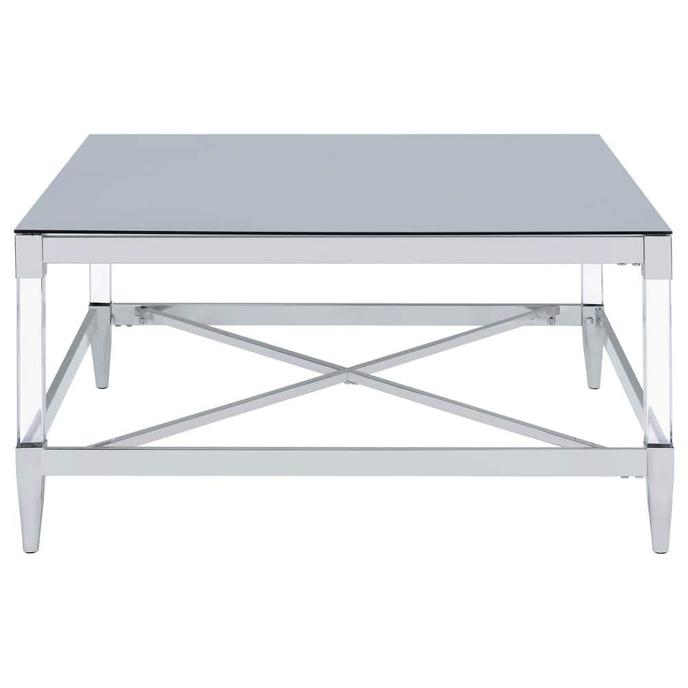 Coaster Lindley Square Metal Coffee Table Tempered Mirror Top Chrome