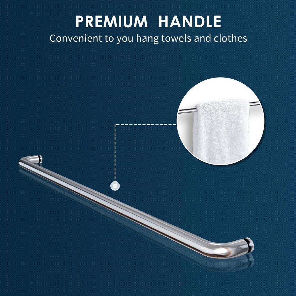 Elegant  Frameless Swing Hinged Shower Tub Door Polished Chrome Clear 48"W x 58"H Chrome Finish